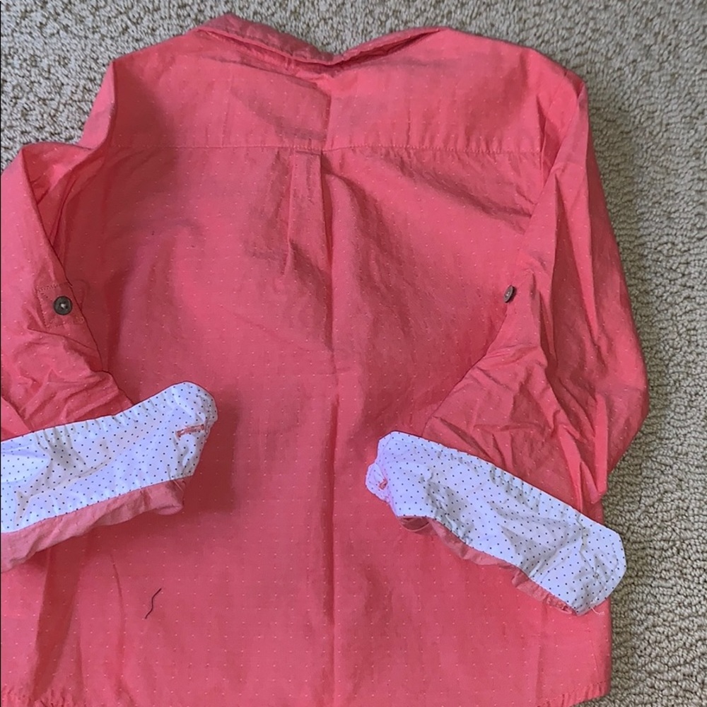 Salmon pin dot button down boys size 7 - Picture 5 of 6